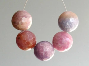 10mm. Natural Pastal Color Ruby Faceted Round Ball Gemstone Beads - Picture 1 of 8