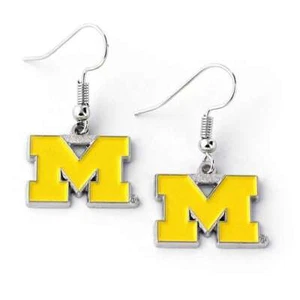 Michigan Wolverines Dangler Earrings -Yellow M - Picture 1 of 1