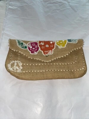 Cartera Clutch/Bolso KAWAII URBANO BOHO ARPILLERA DÍA DE LOS MUERTOS FLOR Foto 1 de 4