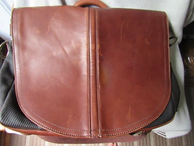 Bosca Leather & Nylon Flap-over Briefcase Bag Organizor Professional Lawyer - Image 1 of 4