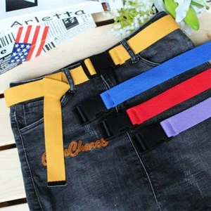 Ladies Long Canvas Waist Web Belt Outdoor Tactical Buckle Strap Waistband FY - Picture 1 of 17