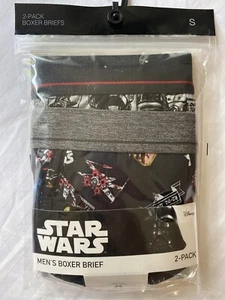STAR WARS MEN’S  BOXER BRIEF Small 2 Pack Gray/Black - Picture 1 of 6