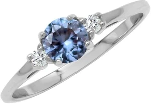 925 Sterling Silver 6*8mm Oval Cut Natural Alexandrite Gemstone Solitaire Ring - Picture 1 of 3