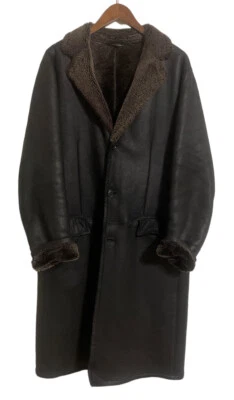 BOSS HUGO BOSS Shearling Español Merino Marrón Cordero Largo Completo US 42R/UK 52 Foto 1 de 4