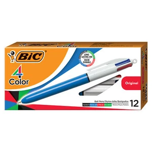 BIC 4-Color Original Retractable Ball Pen, Assorted, 12 Pack - Picture 1 of 8