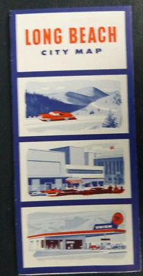 1958 Long Beach street road map Union 76 oil  gas California Lynwood  - Image 1 of 4
