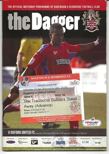 Football Programme plus Ticket>DAGENHAM & REDBRIDGE v OXFORD UNITED Apr 2013 - Picture 1 of 1