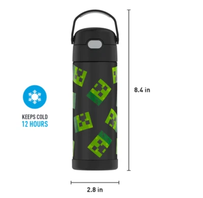 Botella de agua de acero inoxidable [Thermos] Funtainer Minecraft - 16 oz Foto 1 de 4