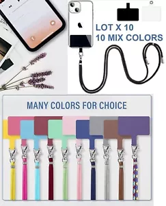 LOT 10 Cell Phone Lanyard Strap universal Adjustable Nylon Neck Phone MIX COLORS - Picture 1 of 7