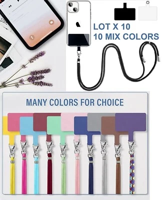 LOT 10 Cell Phone Lanyard Strap universal Adjustable Nylon Neck Phone MIX COLORS - Image 1 of 4