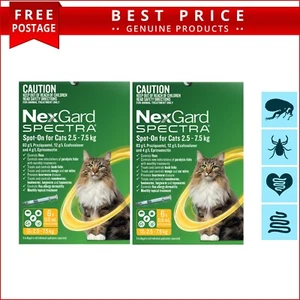 NexGard Spectra Spot On For Cats 2.5 to 7.5 Kg Yellow 12 Doses - Picture 1 of 2