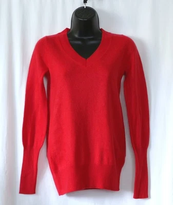 J. Suéter CREW Rojo Cachemira Cuello en V 32 en Chst 25 en Largo Talla S EXCELENTE Foto 1 de 3