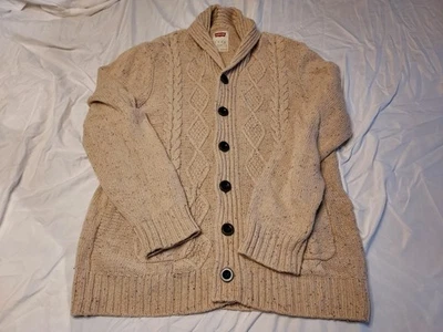 Cárdigan grueso tejido con cable caqui pescador Levi's para hombre XL avena mezcla de algodón Foto 1 de 4
