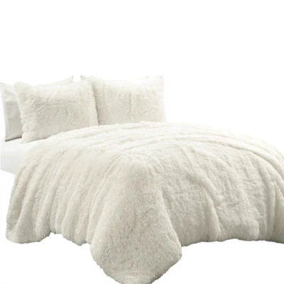 Juego de edredón de piel sintética Emma decoración exuberante marfil completo - reina Foto 1 de 4