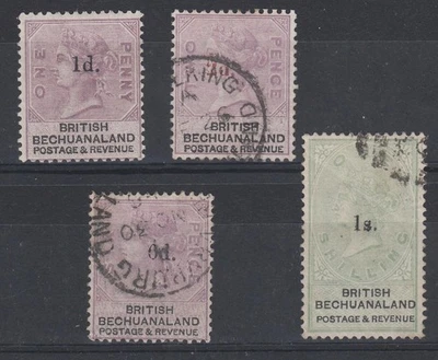 Sobreimpresiones británicas de Bechuanalandia 1888 1d/2d/6d y 1/- Como nuevas/usadas Foto 1 de 2