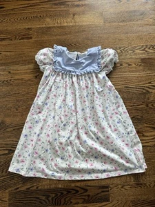 Girls Marie Nicole Purple Cream Floral Short Sleeve Dress Size 8 Years Collar - Picture 1 of 5
