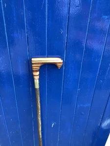 Unique Multi Hardwood Type Handle On Good Looking Hazel Solid Hazel Shaft - Picture 1 of 3