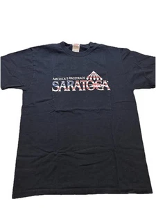Saratoga Race Course Black T Shirt Medium Vintage Fruit Of The Loom Tag - Picture 1 of 5