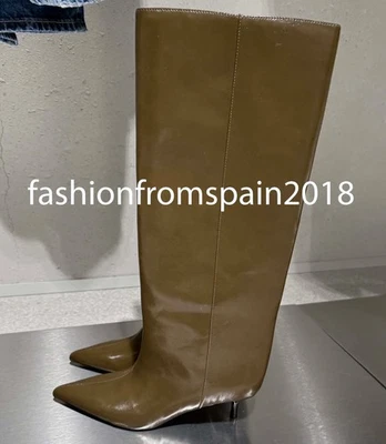 ZARA NEW WOMAN KITTEN HEEL BOOTS KHAKI GREEN 35-42 3003/610/032 - Image 1 of 2