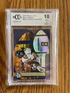 2005 PRESSEAUSWEIS GROSSE ZAHLEN KARTE BN17 VON AARON RODGERS BEWERTET BCCG 10 NEUWERTIG - Bild 1 von 3