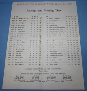 Pairings and Start Time Sheet ~ Masters Golf Tournament ~ Sunday April 13, 1969 - Picture 1 of 3