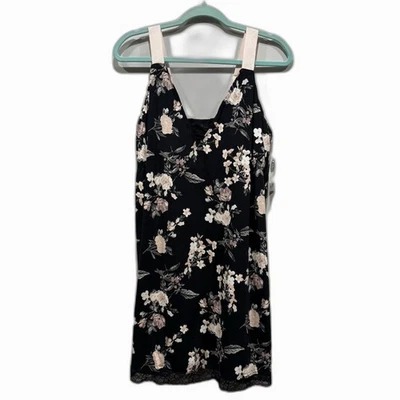 Nuevo con etiquetas Vestido Cacique Cami Elástico Babydoll Camisón Negro Floral Mujeres talla 14/16 Foto 1 de 4