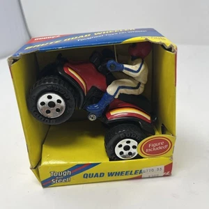 Vintage BUDDY L Brute QUAD ATV 4 RUOTE rosso con driver in scatola - Foto 1 di 9