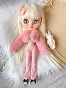 Blythe Doll Clothes Set BJD Fur Coat Vest Tops Pants for 1/6 BJD Doll OB24 OB22 - Picture 1 of 3