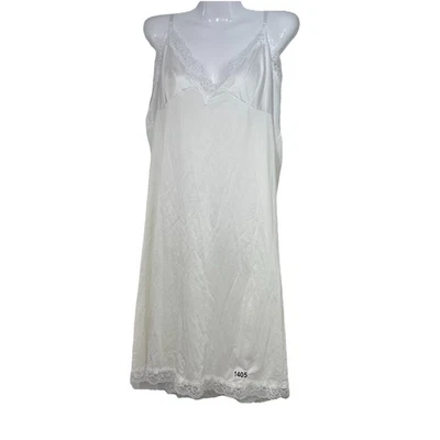 Vintage Sears Full Slip Womens 46 White Glamorous Sexy Lace Adjustable USA D-618 - Image 1 of 4