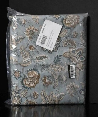Pottery Barn Brooke Block Print Cotton Tablecloth, Blue/Multi 70W x 108L New - Image 1 of 4