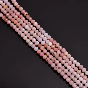 100% Natural Pink Opal Gemstone Round Faceted Beads 3 mm Strand 12.5" XY-241 - Picture 1 of 2