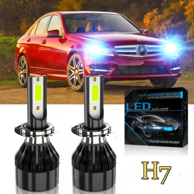 8000K Ice Blue LED H7 Headlight Bulb For Mercedes-Benz C300 B200 C230 C250 C240 - Image 1 of 4