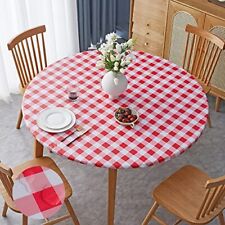 smiry Checkered Table Cloth Cover Elastic Fitted Flannel Backed Vinyl Gingham...