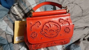 PATRICIA NASH ANNABELLE French Lace Bright Coral Top Handle Crossbody NWT - Picture 1 of 8