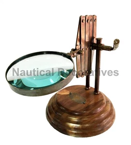 Vintage Antique Style Brass Glass Magnifying Desk Lens Channer 4" Magnifier - Picture 1 of 6