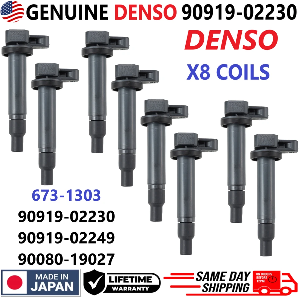 Bobinas de ignição GENUÍNAS DENSO para 1998-2009 Toyota e Lexus 4.3L 4.7L, 90919-02249 - Imagem 1 de 4