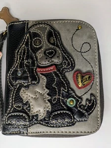 Chala Zip Around Kunstleder Geldbörse Kalbsleder - Cocker Spaniel schwarz grau - Bild 1 von 5