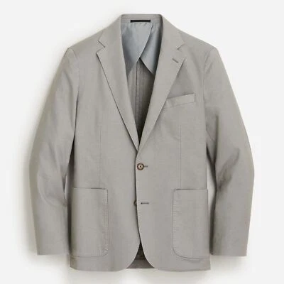 J. Chaqueta de traje de algodón cáñamo calce ceñido Crew para hombre pequeña gris acero abrigo blazer 38 Foto 1 de 4