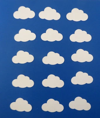 White Cloud Die Cut Shape Punchies 15 pcs Clouds Cardmaking Scrapbooking - Изображение 1 из 4