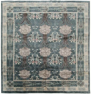 Vintage Arts & Crafts Teppich Selten Jugendstil Teppich William Morris Art Deco Rug 12X12 - Bild 1 von 9