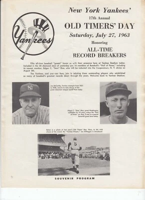 De colección New York Yankees 1963 Old Timer's Day Program 27 de julio de 1963 Foto 1 de 3