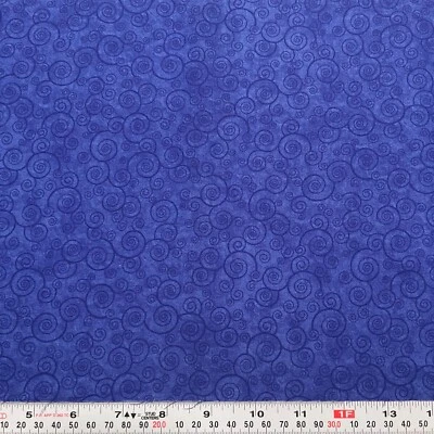 Blue Swirls Quilting Treasures 2015 Cotton Fabric Remnant 10" x 44" - Image 1 of 2