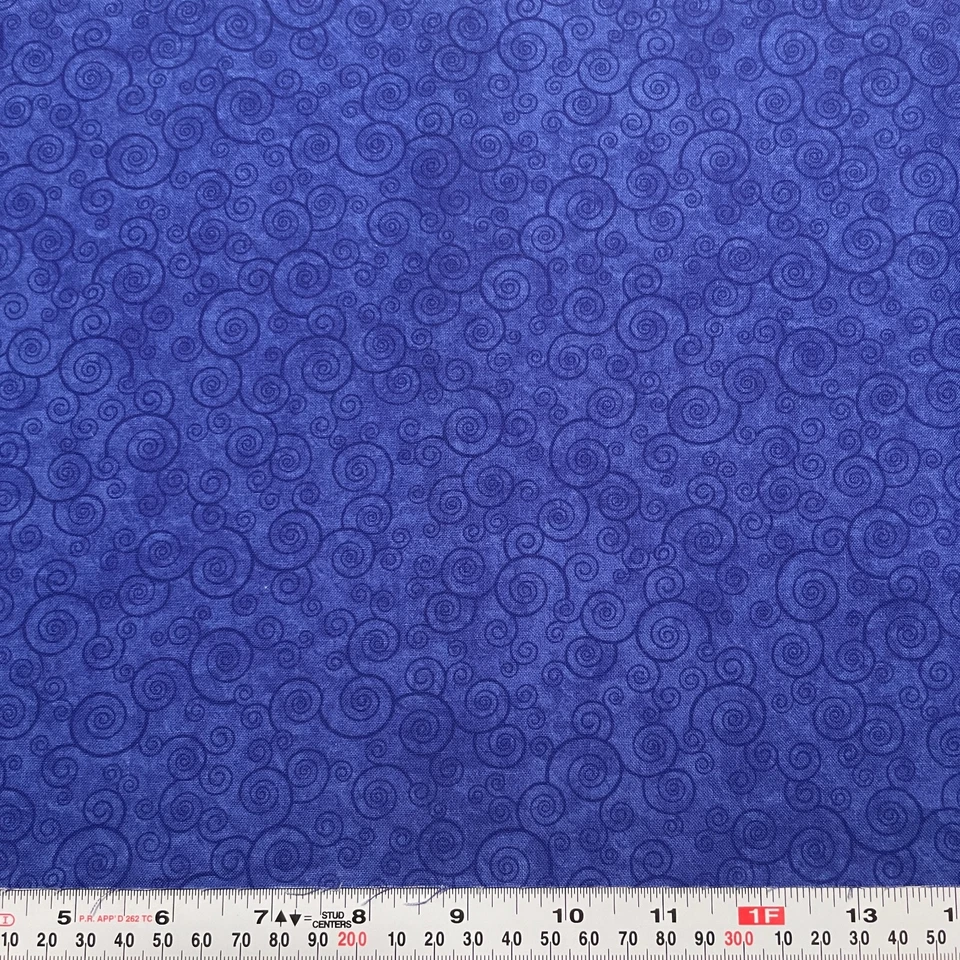 Blue Swirls Quilting Treasures 2015 Cotton Fabric Remnant 10" x 44" - Image 1 of 2