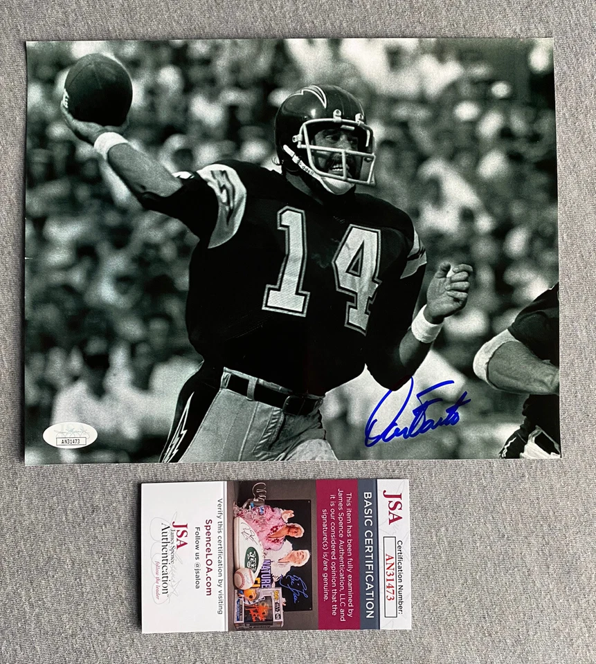 SAN DIEGO CHARGERS- DAN FOUTS AUTOGRAPH 8x10 ACTION PHOTO JSA AN31473 - Image 1 of 1