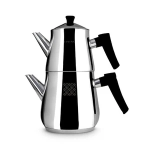 Turkish Tea Pot Set 18/10 Stainless Steel, Rapid Boil Stove Top Tea Kettle - Picture 1 of 21