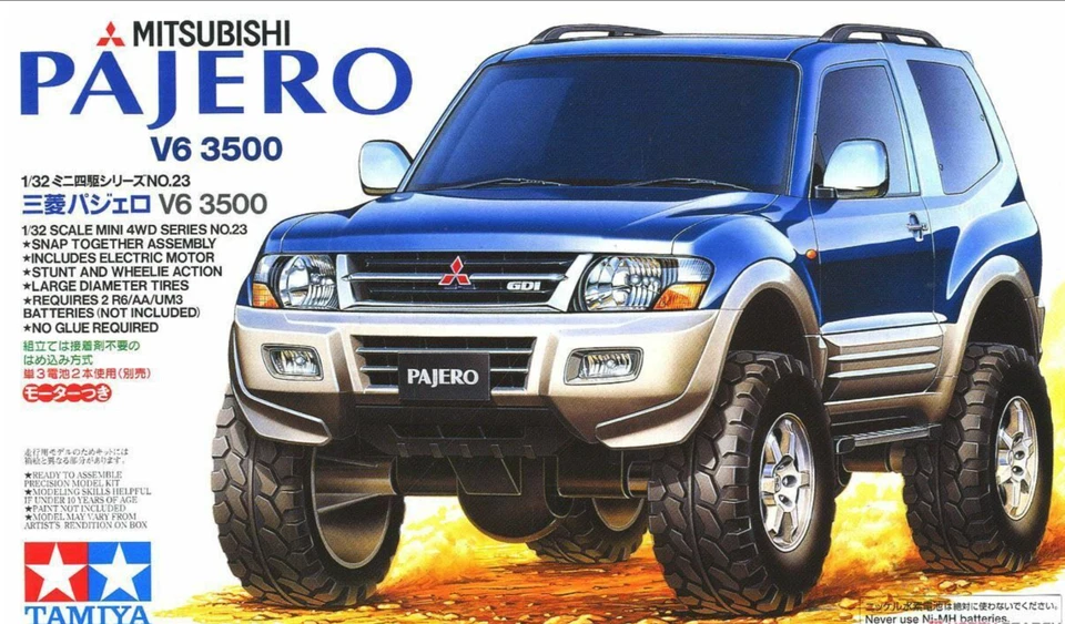 Tamiya Wild Mini4WD Mitsubishi Pajero V6 3500 Jr scala 1/32 TA19023 - Immagine 1 di 4