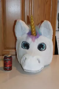 Rainbow Unicorn Adult Mask Head Costume Party Gold Horn Unisex Gag Gift Novelty - Picture 1 of 6