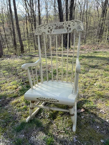 Vintage Nichols & Stone Wooden Windsor Rocking Chair. White. Local pickup Cover