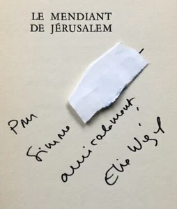 EO 1968 ENVOI dédicace ELIE WIESEL : LE MENDIANT DE JERUSALEM - Picture 1 of 4