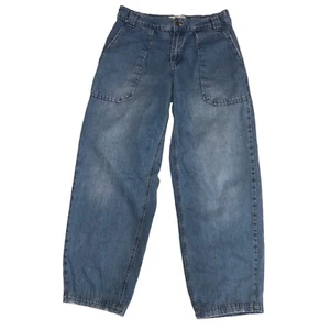 Free People Maeve Low Slung Oversized Trouser Size XS Jeans Blue Barrel Boho - Picture 1 of 9